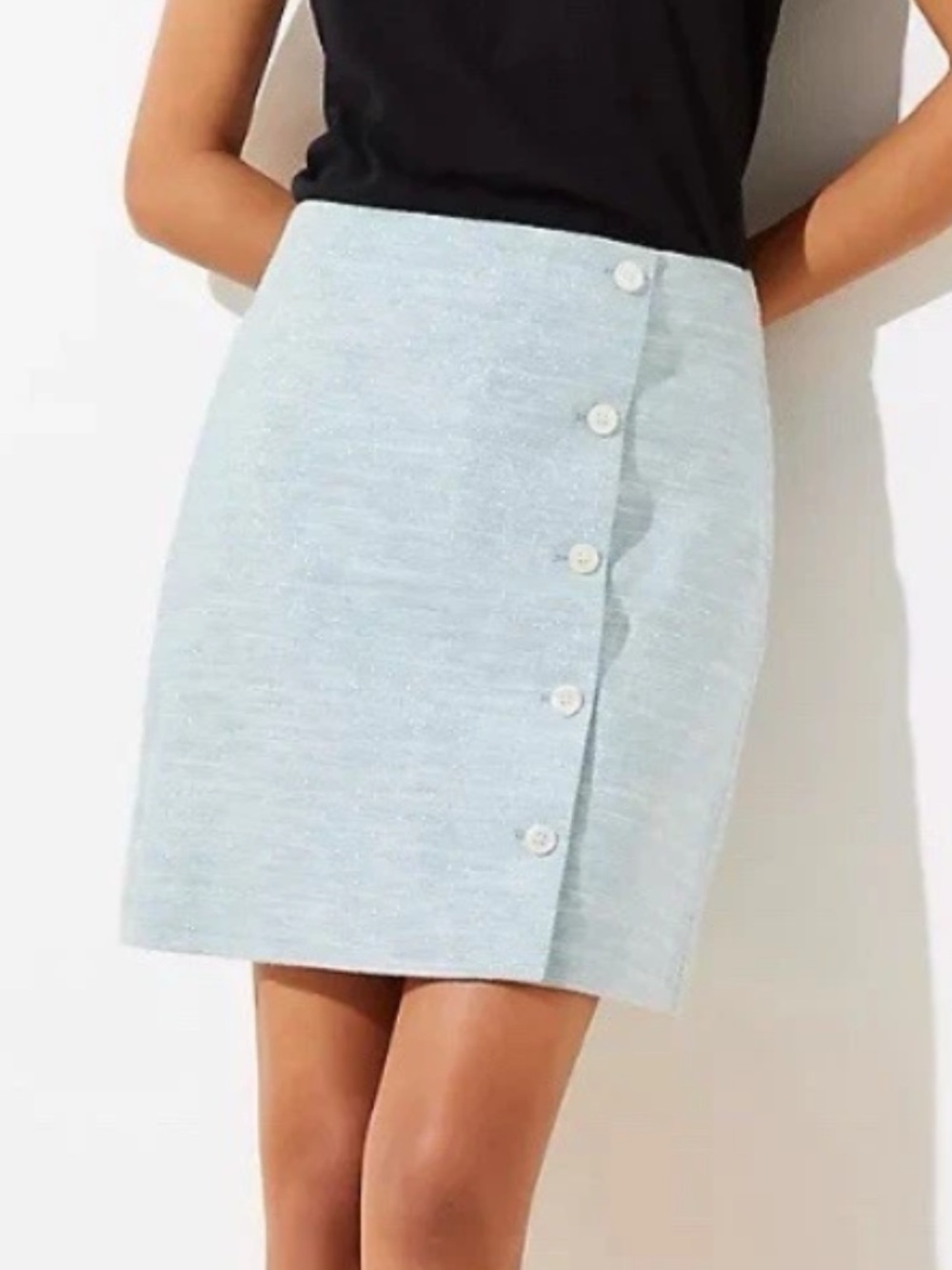 Loft Linen Cotton Pastel Teal Fully Lined A-Line Mini Skirt Sz 8